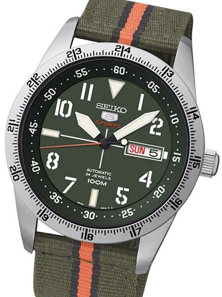 Seiko 5 Sports 24-Jewel, Automatic Field Watch with 24-Hour Bezel #SRP515K1