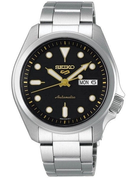 Seiko 5 Sports 24-Jewel Automatic Watch with Black Dial and SS Bracelet #SRPE57