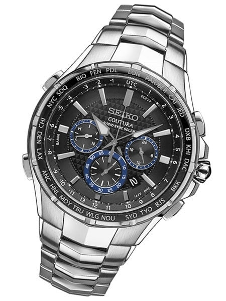 Seiko Coutura Radio Sync, Solar Powered, Chronograph, World Time Watch with Sapphire Crystal #SSG009