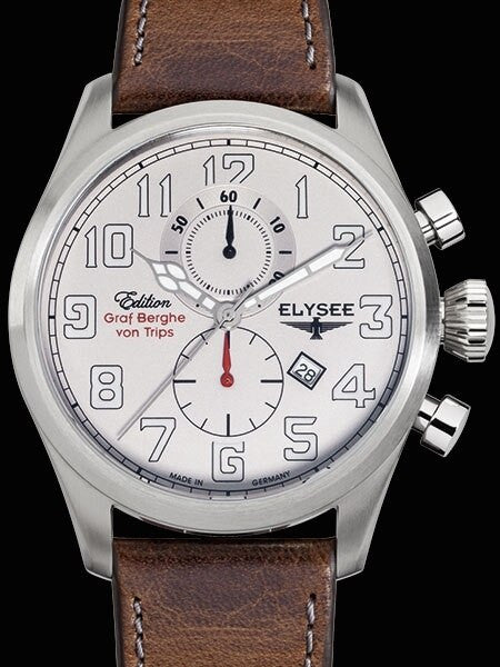 Elysee 46mm Kerpen Quartz Chronograph Watch with 60-minute Stopwatch and Sapphire Crystal #38007