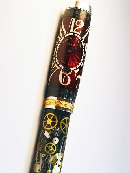Artisan Crafted Collectable Pen made with a Franck Muller dial and assorted gears, cogs, screws and bridges #WPP401RB