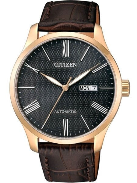 Citizen Automatic Black Dial Watch with Brown Leather Strap #NH8353-00H