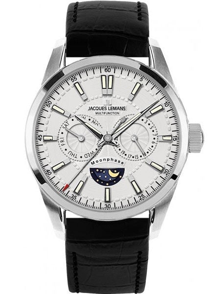 Jacques Lemans 44MM Liverpool Moonphase Dress Watch with Day and Date #1-1804A
