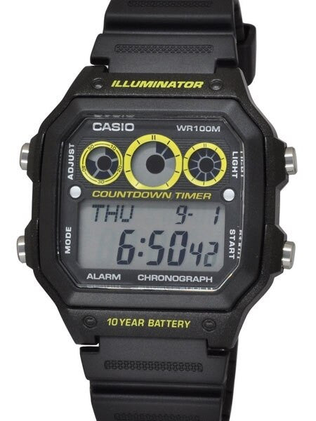 Casio Sport Watch with Stopwatch, World Time, Alarm, and 10-year Battery #AE-1300WH-1A