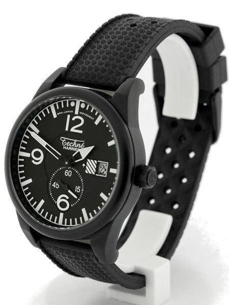 Techne Harrier Aviator Quartz Watch with 41mm Black Aluminium Case  #388.181