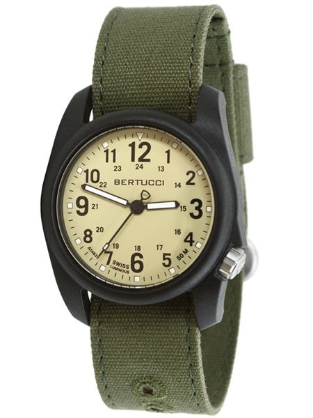 Bertucci DX3 Canvas Polycarbonate Unibody Watch, Evergreen Comfort Band, Saguaro Dial - 11093