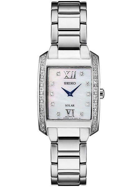 Seiko Women's Solar Dress Watch with 28 Diamonds, Mother of Pearl Dial #SUP399