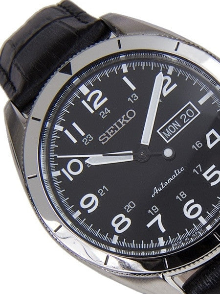 Seiko Military Field 24-Jewel Automatic Watch with 43.5mm Case, Leather Strap #SRP715