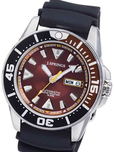 J. Springs Automatic 21-Jewel Sport Dive Watch with Day and Date, Brown Dial #BEB091