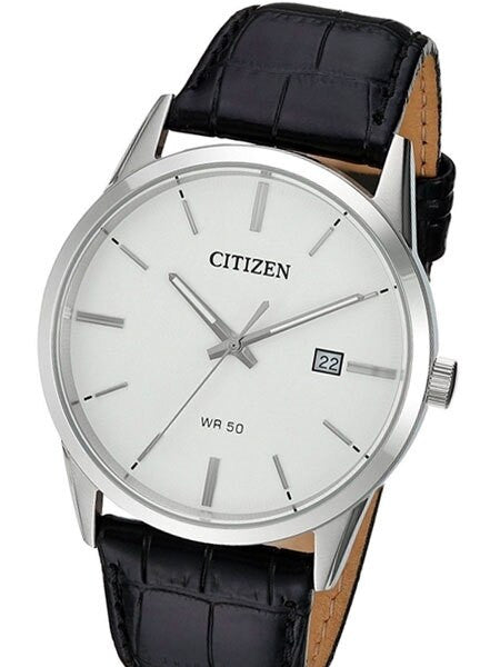 Citizen Thin Quartz Dress Watch with White Dial and Leather Strap #BI5000-01A