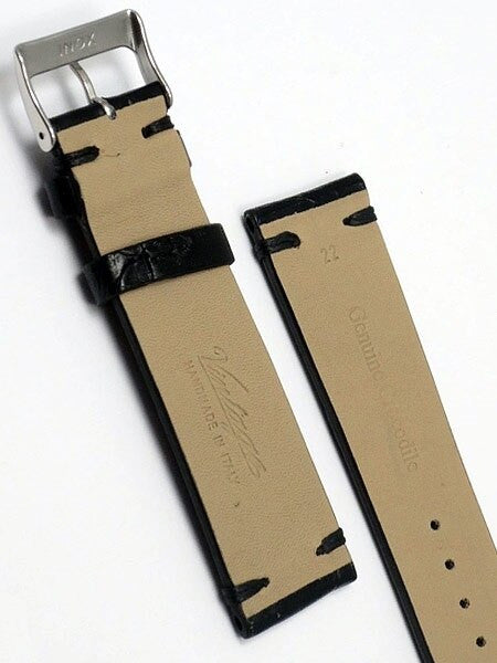Handmade Italian Vintage Style Black Crocodile with Hand-Stitching #ML-900-VIN01