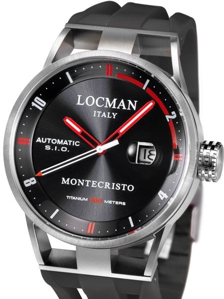 Locman Montecristo 100 Meter Automatic Watch with 44mm Stainless Steel and Titanium Case #511BKRDBK