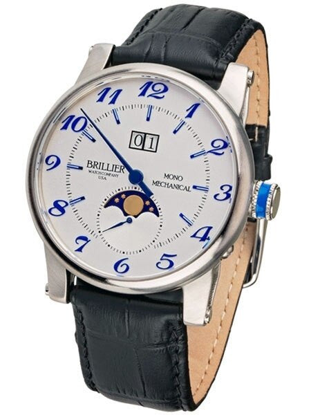 Brillier 43mm Klassique Mono (single hand) Automatic Watch with Moonphase, Big Date #BR-04