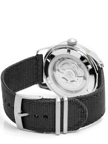 Seiko Sports 5 Black Dial 24-Jewel Automatic Watch with 44mm Case, Canvas Strap #SRP625K1
