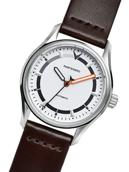 Martenero Founder Automatic Sport Watch with White Dial, Sapphire Crystal #FDR005