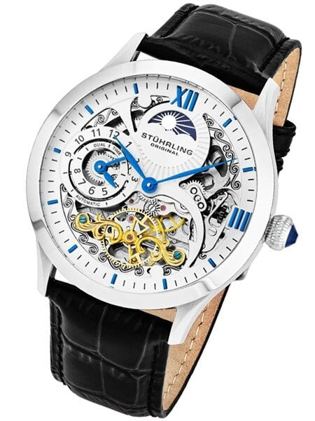 Stuhrling Special Reserve Automatic Dual Time Watch with Blue Hands and Markers #571.33152
