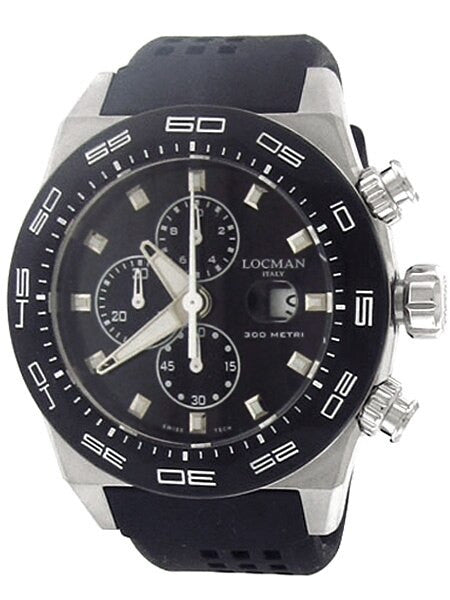 Locman Stealth 300 Meter Quartz Chronograph Watch with 46mm Case #217BKSTBKR