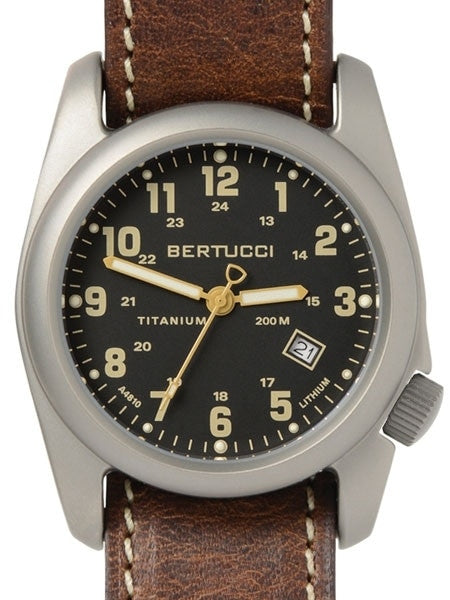 Bertucci A-2T Titanium Watch, 10-Year Lithium Battery, Horween Leather #12712