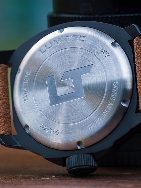 Lum-Tec 44mm Swiss Quartz PVD Dive Watch with AR Sapphire Crystal, Luminous Bezel #M87
