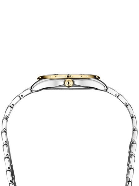 Seiko Two-Tone Women's Solar Dress Watch with MOP Dial, Goltone Hands and 8 Diamond Markers #SUT338
