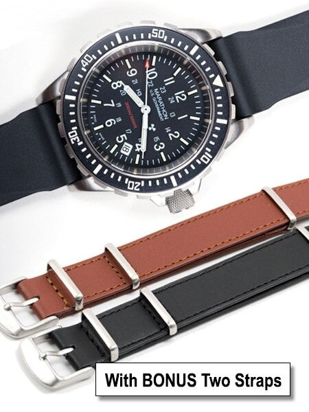 Marathon Swiss Made, TSAR Quartz Military Divers Watch + Two Bonus Leather Straps #WW194007-BN