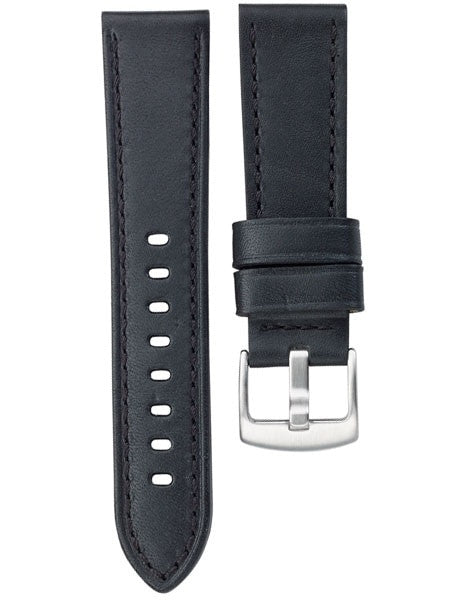 Horween Panerai-Style, Black Calfskin Leather with Stainless Steel Buckle #INS-HORPAN01