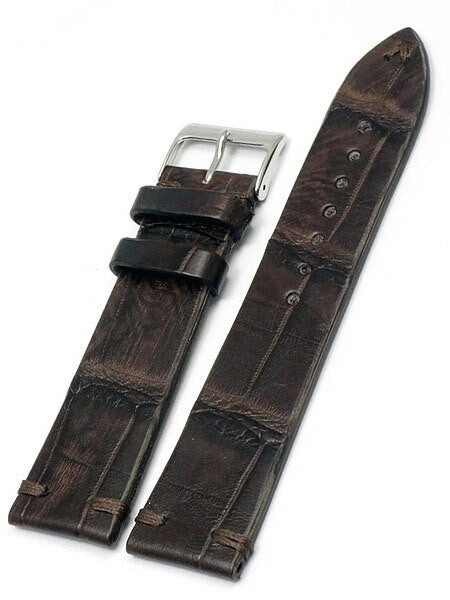 Handmade Italian Vintage Style Brown Crocodile with Hand-Stitching #ML-900-VIN02