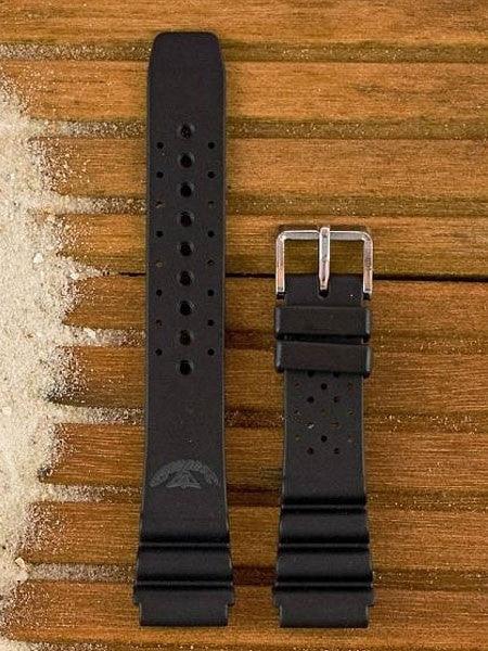 Squale 1521 OEM 20mm Black Natural Rubber Dive Watch Strap #1521-BK