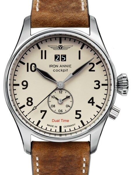 Iron Annie Big Date, Dual Time Pilot Watch with Luminous Dial #5140-5
