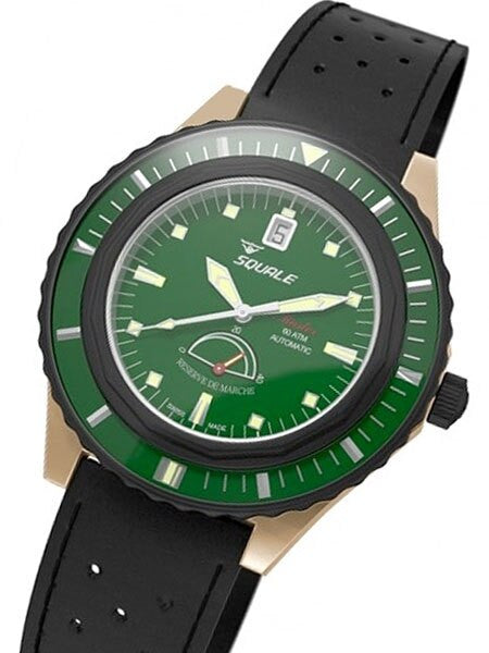 Squale Master Professional Swiss Automatic Dive watch with Bronze Case, Power Reserve #MSTR-Bronze-Green-R