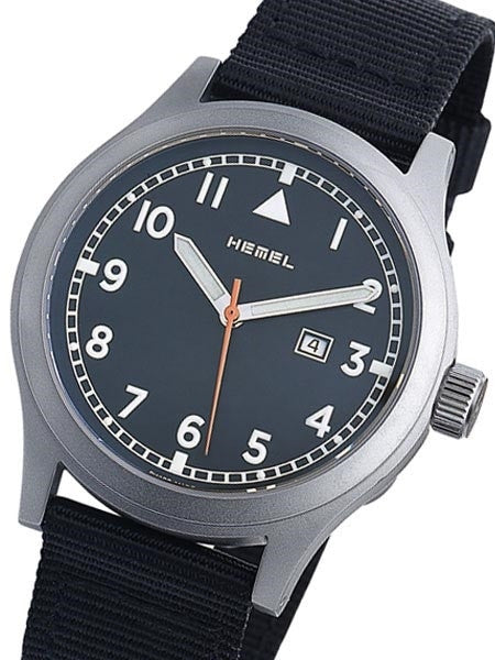 HEMEL S.W.A.T. Swiss ETA Quartz Field Watch with Matte Black Dial and Sapphire Crystal #HM9
