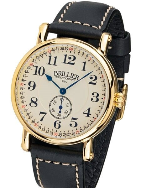 Brillier 43mm Americana Chapter 2 Railroad Swiss Quartz Watch with Calfskin Leather Strap #BR-09