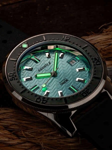 Squale 500 Meter Swiss Made Automatic Dive Watch with Turquoise Wave Dial  #1521-Onda-T