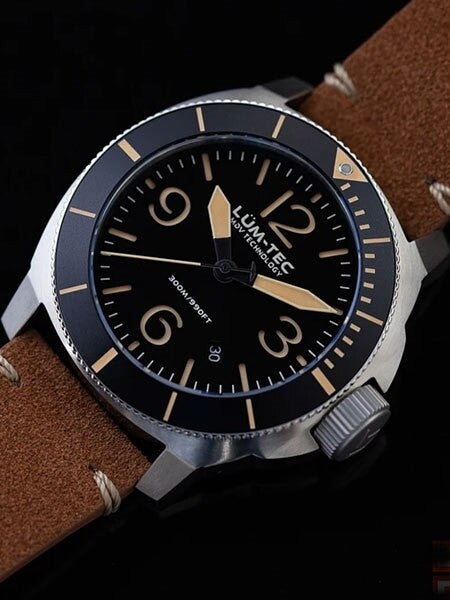 Lum-Tec 44mm Swiss Quartz Dive Watch with AR Sapphire Crystal, Luminous Bezel #M88