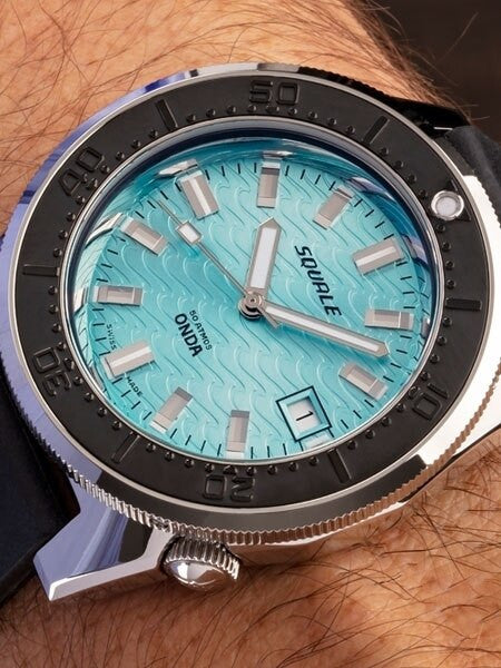 Squale 500 Meter Swiss Made Automatic Dive Watch with Turquoise Wave Dial  #1521-Onda-T