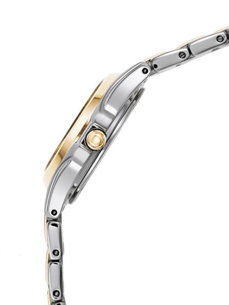 Seiko Two-Tone Women's Solar Dress Watch with Blue Dial, Goltone Hands and Markers #SUT224