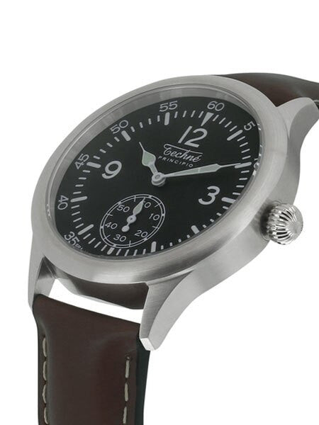 Techne 39.5mm Merlin Quartz Aviator Watch with Onion Crown and Small Seconds #246.061
