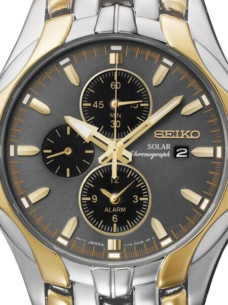 Seiko Core Series Two-Tone Solar Alarm Chronograph Stopwatch #SSC138