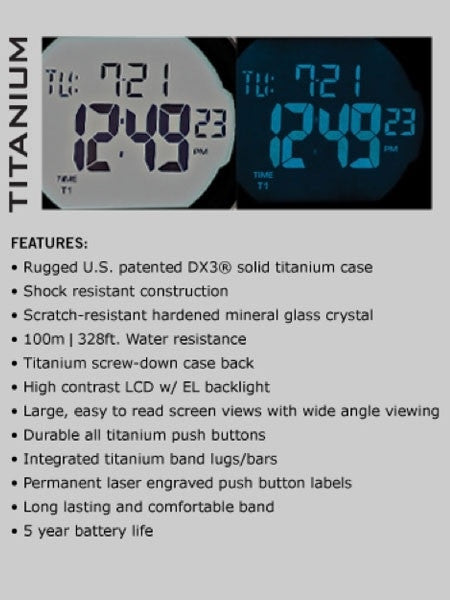 Bertucci G-1T Digital Multi-Function Titanium Chronograph Watch with Alarm #23006