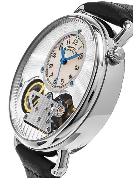 Stuhrling Quartz Watch with Decorative Skeleton Movement, Mother-of-Pearl and Silver Dial #693.01