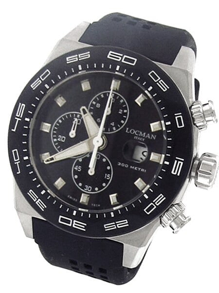 Locman Stealth 300 Meter Quartz Chronograph Watch with 46mm Case #217BKSTBKR