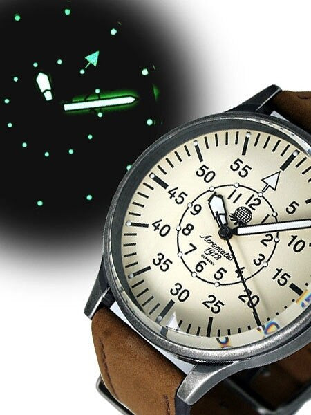 Aeromatic 1912 Ivory Dial Aviator's Watch with Aged Patina Case  #A1152N