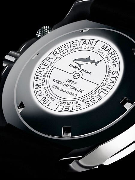 Chris Benz 1000 meter Automatic Dive watch with Sapphire Crystal #CB-1000A-S-KBS