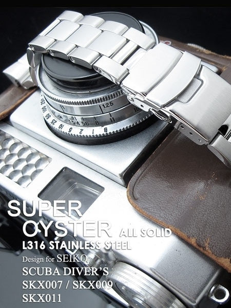 Strapcode Super-O "Boyer" Brushed & Polished 316L Stainless Steel Watch Band for SEIKO Diver SKX007/009/011 #SS221803BPS019
