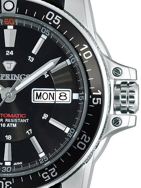 J. Springs Automatic 21-Jewel Sport Watch with Day and Date, Black Dial #BEB097