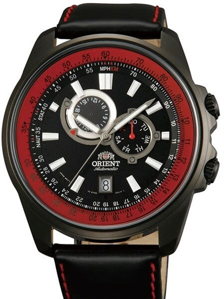 Orient Apex 21-Jewel Automatic Sport Watch with 24-Hour Sub-Dial, Black PVD Case #ET0Q001B