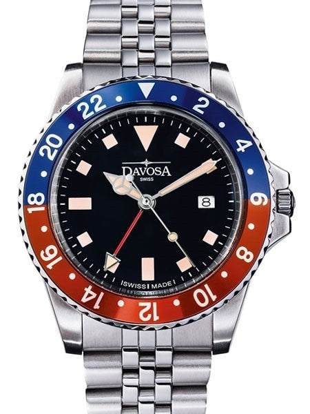 Davosa Vintage-Styled 100-Meter GMT Dual Time Watch with Bracelet #16350090