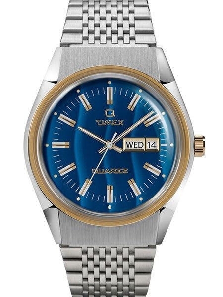 TIMEX Q ファルコンアイ　TW2T80800 Timex Q 38mm Quartz Reissue Watch with Blue Dial and Stainless