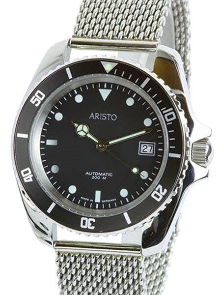 Aristo Maritime Swiss Automatic Watch with 42mm Case and Polished Mesh Bracelet #4H130