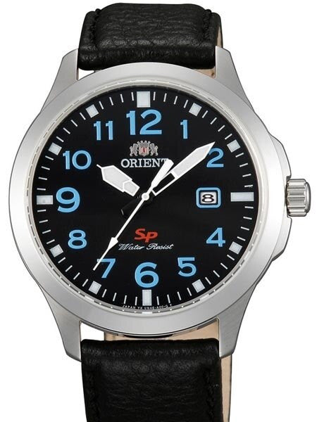 Orient Men's Leather Strap SP Series Quartz Watch with Black Easy Reader Dial #UNE4009B